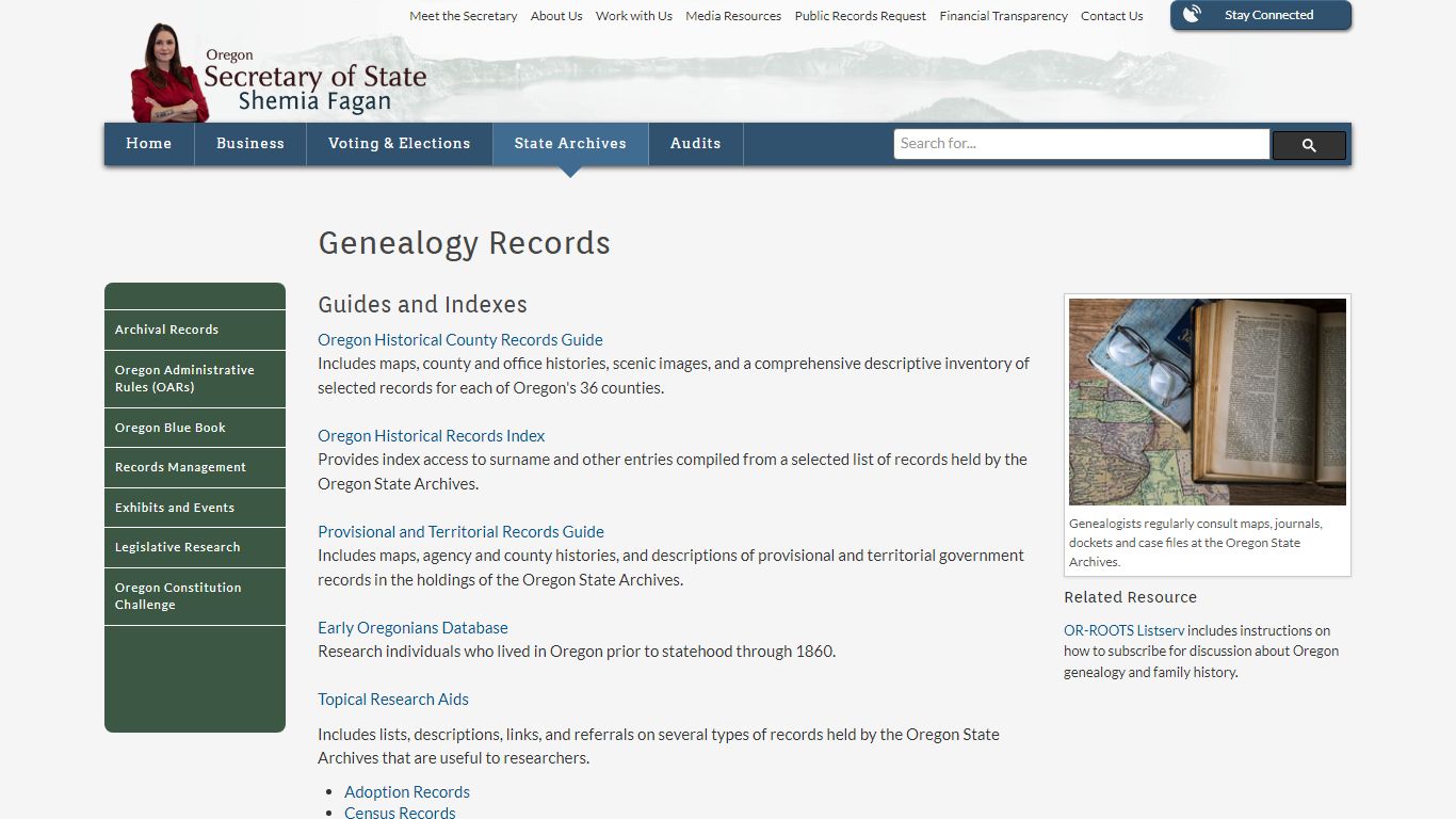 State of Oregon: State Archives - Genealogy Records